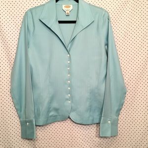 Talbots 12 Top Blue Wrinkle Resistant Stretch